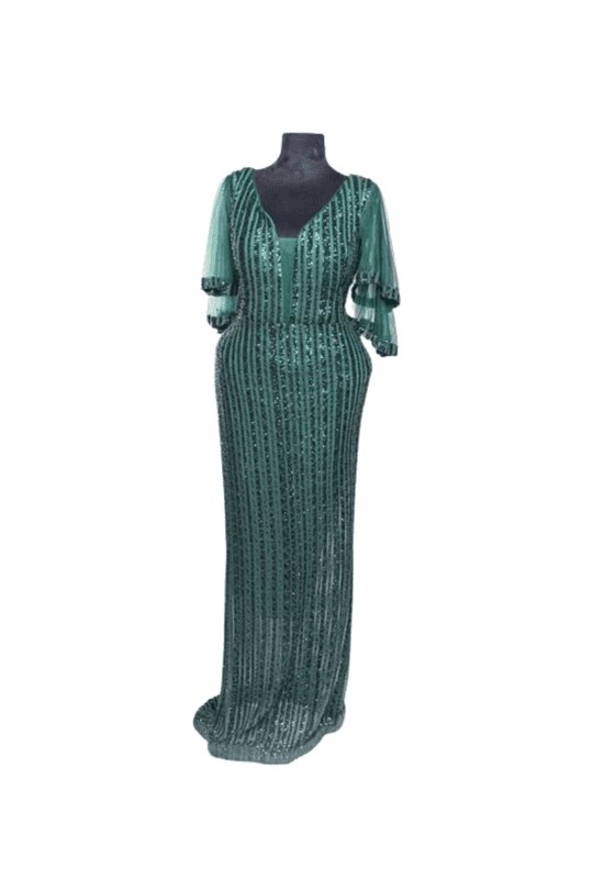 Sequenced Sequin Party Dress with Layered Sleeves
